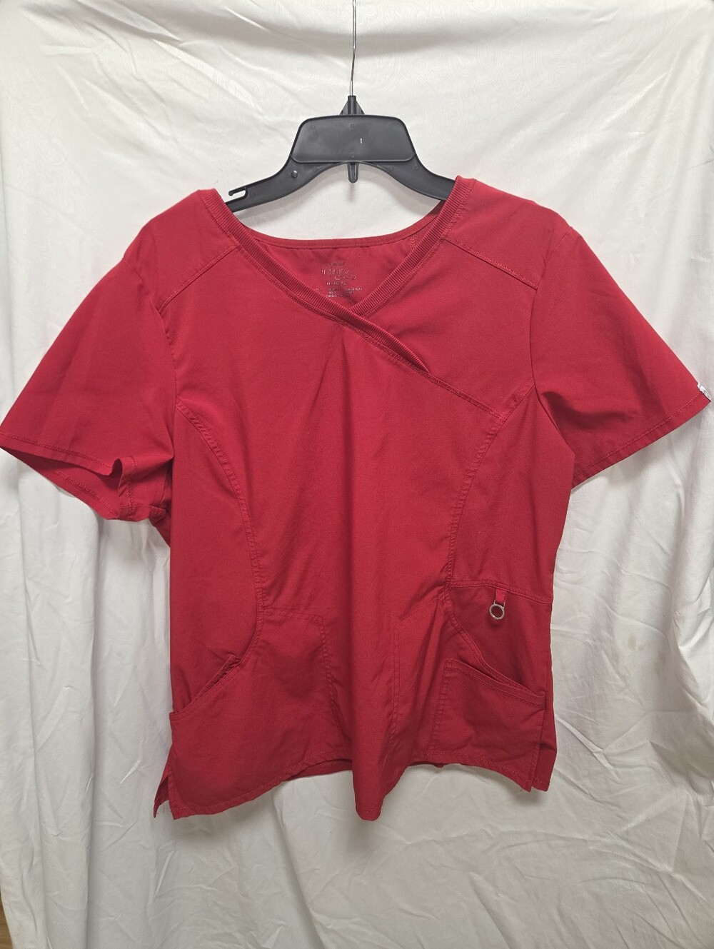 Cherokee Infinity Women's Scrub V Neck Shirt Red XL Multiple Pockets